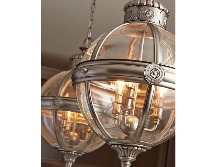 LED Jugendstil Pendelleuchte aus massivem Stahl in Silber Antik, Ø 37cm