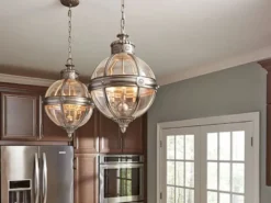 LED Jugendstil Pendelleuchte aus massivem Stahl in Silber Antik, Ø 37cm