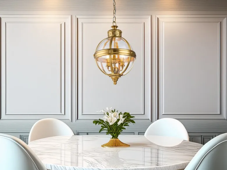 LED Jugendstil Pendelleuchte aus massivem Stahl in Messing brüniert, Ø 37cm