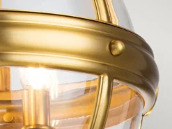 LED Jugendstil Pendelleuchte aus massivem Stahl in Messing brüniert, Ø 37cm