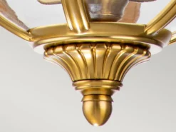 LED Jugendstil Pendelleuchte aus massivem Stahl in Messing brüniert, Ø 37cm