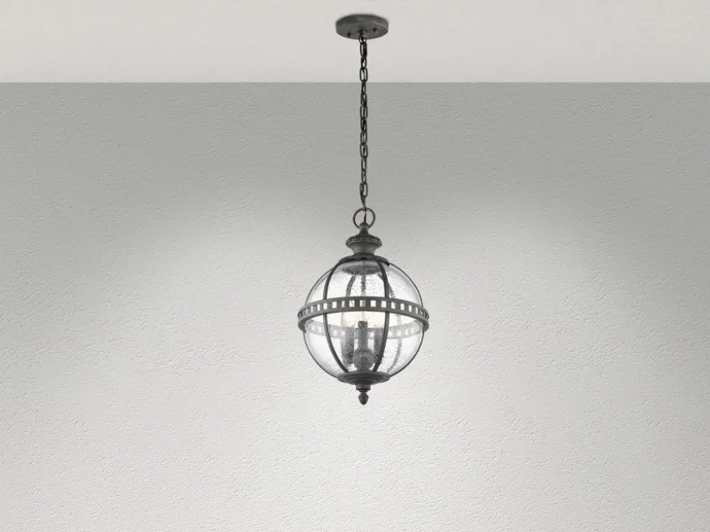 LED Jugendstil Pendelleuchte für Innen & Außen, Anthrazit Ø30,5cm
