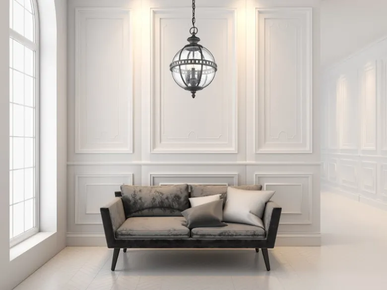 LED Jugendstil Pendelleuchte für Innen & Außen, Anthrazit Ø30,5cm
