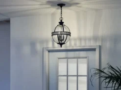 LED Jugendstil Pendelleuchte für Innen & Außen, Anthrazit Ø30,5cm