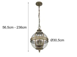 LED Jugendstil Pendelleuchte für Innen & Außen, Bronze Ø30,5cm