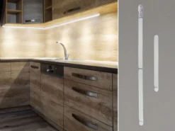 LED Küchen Unterbauleuchten SET flach für Eckmontage, Gesamtlänge 90cm