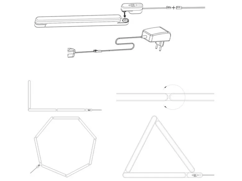 LED Küchen Unterbauleuchten SET flach für Eckmontage, Gesamtlänge 90cm