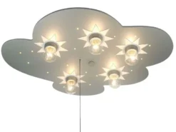 LED Kinder Deckenleuchte Wolke, Titan Sterne Zugschalter für LED-Schlummerlicht