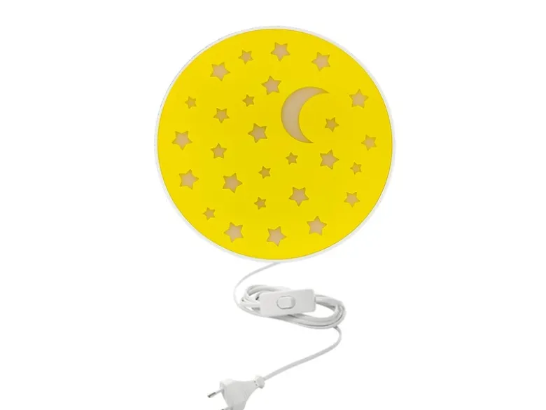LED Kinderzimmer Wandlampe mit Stecker und Schalter, Gelb Ø 25cm