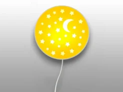 LED Kinderzimmer Wandlampe mit Stecker und Schalter, Gelb Ø 25cm