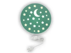 LED Kinderzimmer Wandleuchte mit Stecker und Schalter, Grün Ø 25cm