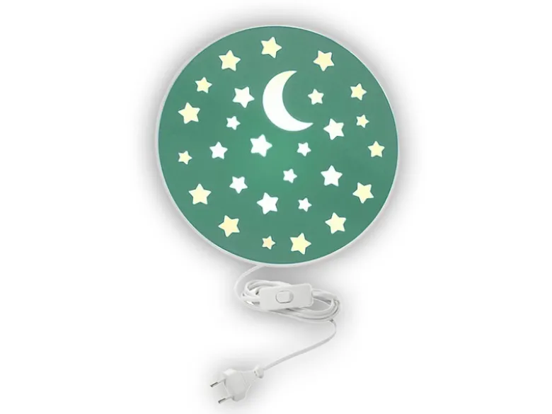 LED Kinderzimmer Wandleuchte mit Stecker und Schalter, Grün Ø 25cm