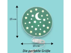 LED Kinderzimmer Wandleuchte mit Stecker und Schalter, Grün Ø 25cm