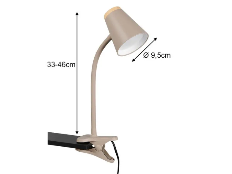 LED Klemmlampe PONGO Beige flexibel biegsam, Höhe 33cm