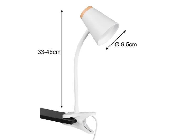 LED Klemmlampe PONGO Weiß flexibel biegsam, Höhe 33cm