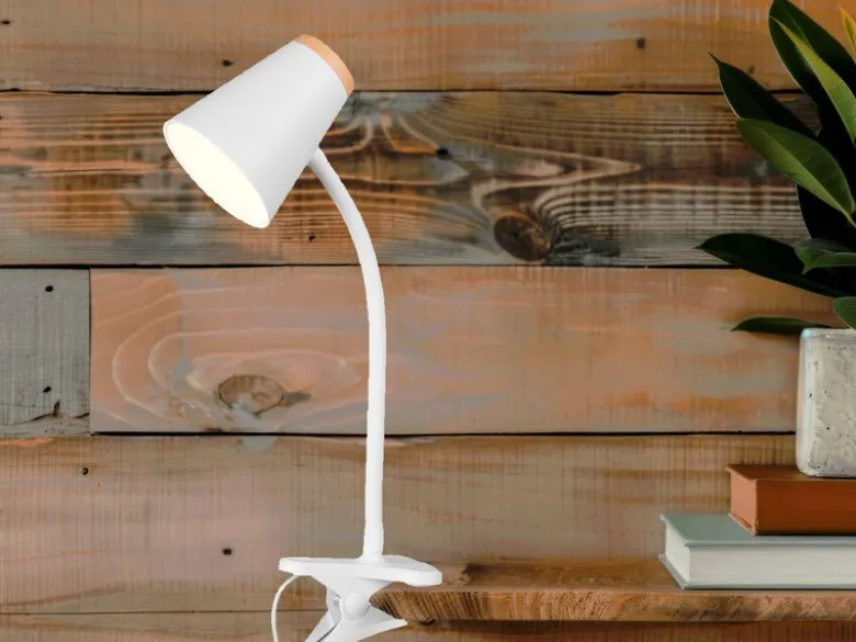 LED Klemmlampe PONGO Weiß flexibel biegsam, Höhe 33cm