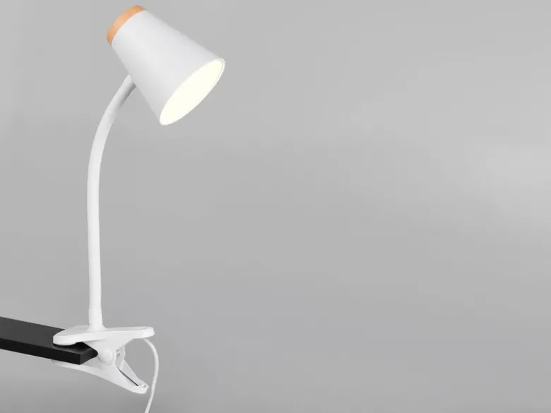 LED Klemmlampe PONGO Weiß flexibel biegsam, Höhe 33cm