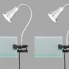 LED Klemmleuchten 2er SET 1 flammige Kunststoff Schwanenhalslampe in Silber