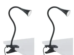 LED Klemmleuchten 2er SET 1 flammig Schwanenhalslampe in Schwarz
