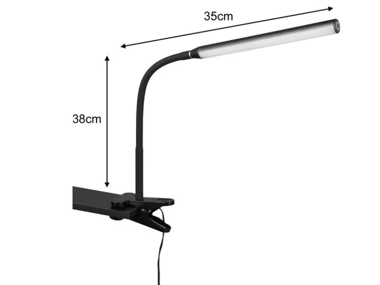LED Klemmleuchte NEVADA Schwarz dimmbar & 3 Lichtfarben, Höhe 38-69cm