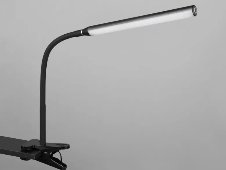 LED Klemmleuchte NEVADA Schwarz dimmbar & 3 Lichtfarben, Höhe 38-69cm