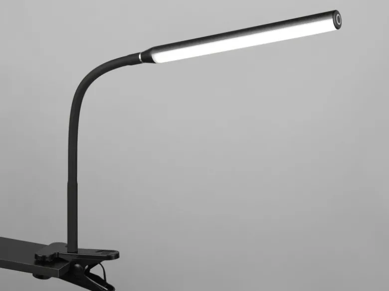 LED Klemmleuchte NEVADA Schwarz dimmbar & 3 Lichtfarben, Höhe 38-69cm