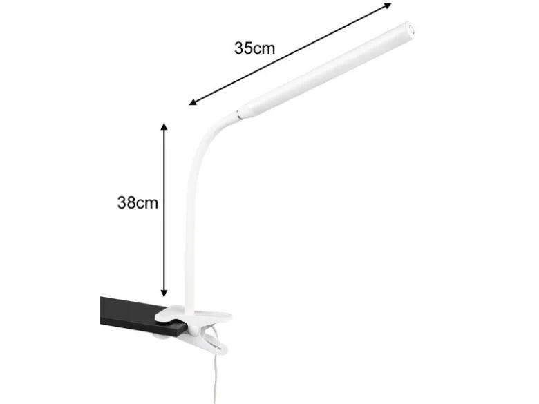 LED Klemmleuchte NEVADA Weiß dimmbar & 3 Lichtfarben, Höhe 38-69cm