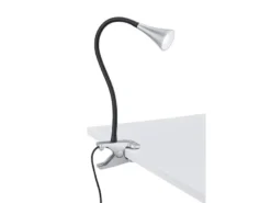 LED Klemmleuchte VIPER 1 flammig Kunststoff Schwanenhalslampe in Silber/Schwarz