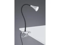 LED Klemmleuchte VIPER 1 flammig Kunststoff Schwanenhalslampe in Silber/Schwarz