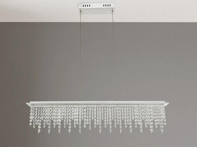 LED Kristall Pendelleuchte SCALA dimmbar mit Fernbedienung, Breite 90cm