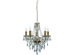 LED Kronleuchter 5-flammig Messing Gold mit Acryl Kristall Ø 52cm