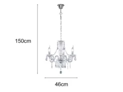 LED Kronleuchter 3-flammig Silber Chrom mit Acryl Kristall Ø 46cm