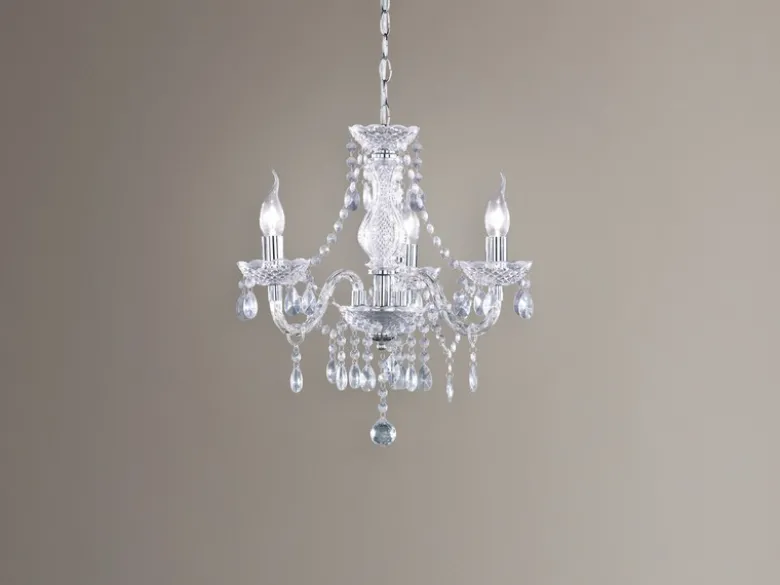 LED Kronleuchter 3-flammig Silber Chrom mit Acryl Kristall Ø 46cm