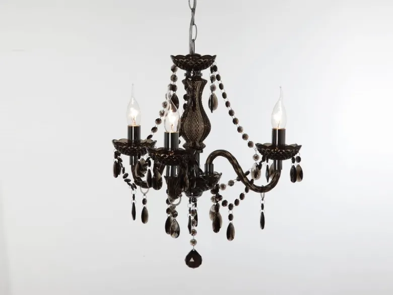 LED Kronleuchter 3-flammig Silber Chrom mit Acryl Kristall Schwarz Ø 46cm