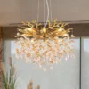 LED Kronleuchter Gold 8-flammig mit Glas Kristall 2-farbig Ø 60cm