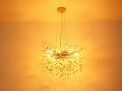 LED Kronleuchter Gold 8-flammig mit Glas Kristall 2-farbig Ø 60cm