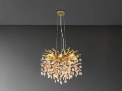 LED Kronleuchter Gold 8-flammig mit Glas Kristall 2-farbig Ø 60cm