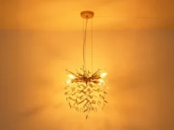 LED Kronleuchter Gold 4-flammig mit Glas Kristall 2-farbig Ø 40cm