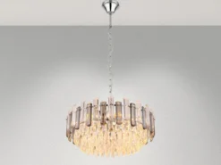 LED Kronleuchter mit Acryl Kristallen und Rauchglas Stäben, Ø 59cm