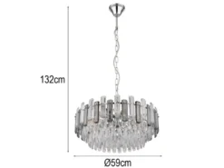 LED Kronleuchter mit Acryl Kristallen und Rauchglas Stäben, Ø 59cm