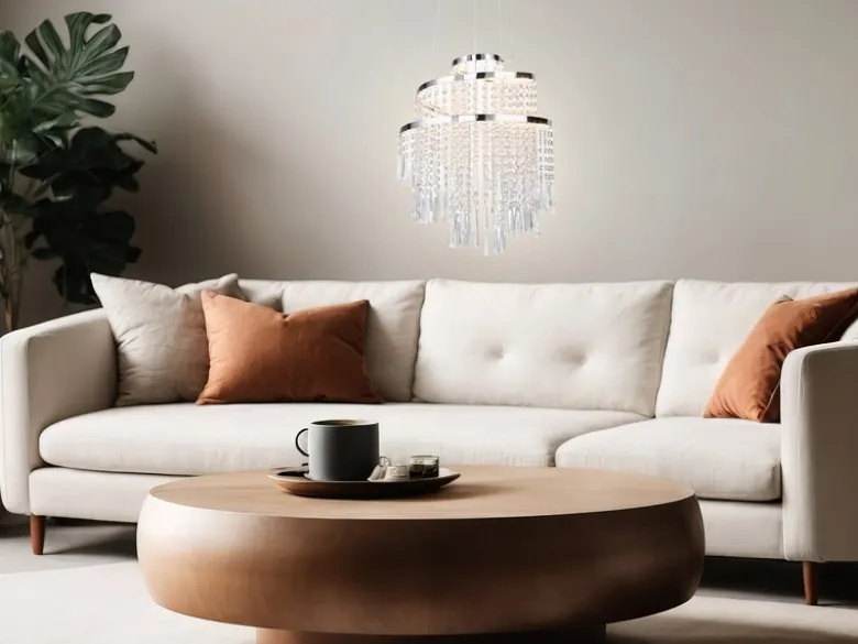 LED Kronleuchter mit Acryl Kristallbehang und Fernbedienung Ø 38cm