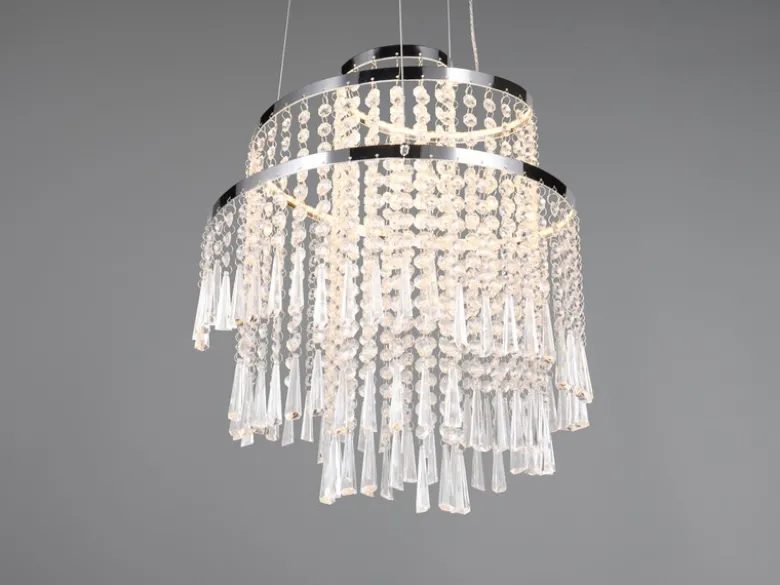 LED Kronleuchter mit Acryl Kristallbehang und Fernbedienung Ø 38cm