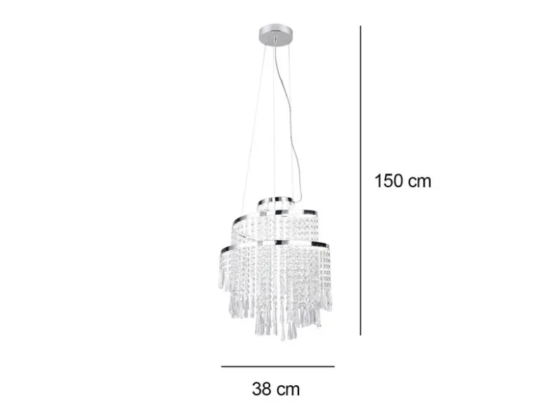 LED Kronleuchter mit Acryl Kristallbehang und Fernbedienung Ø 38cm