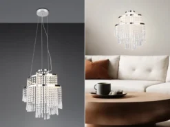 LED Kronleuchter POMP mit Acryl Kristallbehang und Fernbedienung Ø 38cm