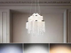 LED Kronleuchter POMP mit Acryl Kristallbehang und Fernbedienung Ø 38cm