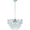 LED Kronleuchter Silber Chrom mit Kristall Behang aus Acryl Ø 42cm