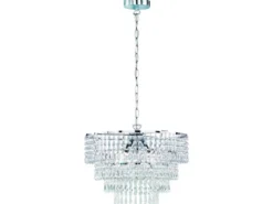 LED Kronleuchter Silber Chrom mit Kristall Behang aus Acryl Ø 42cm