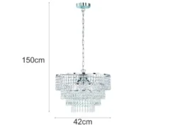 LED Kronleuchter Silber Chrom mit Kristall Behang aus Acryl Ø 42cm