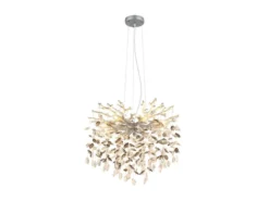 LED Kronleuchter Silber 8-flammig mit Glas Kristall 2-farbig Ø 60cm