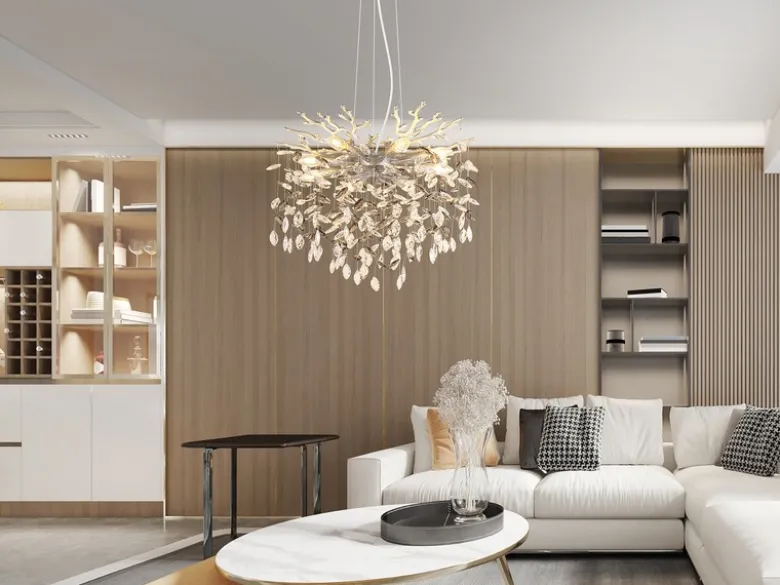 LED Kronleuchter Silber 8-flammig mit Glas Kristall 2-farbig Ø 60cm
